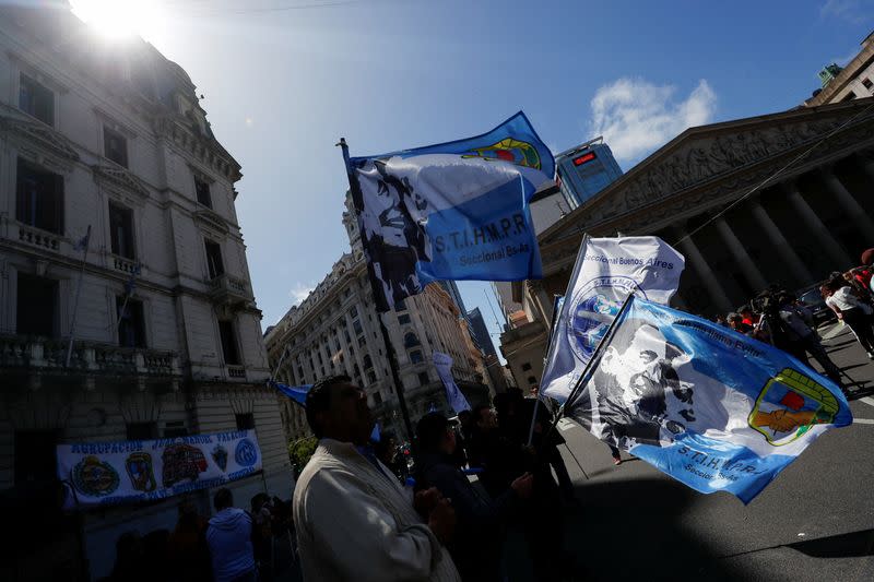 FILE PHOTO: Peronists take to the streets to show movement is still strong, during loyalty day