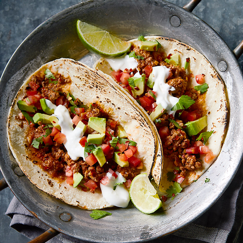 Chipotle Beef Tacos with Tomato-Avocado Pico de Gallo