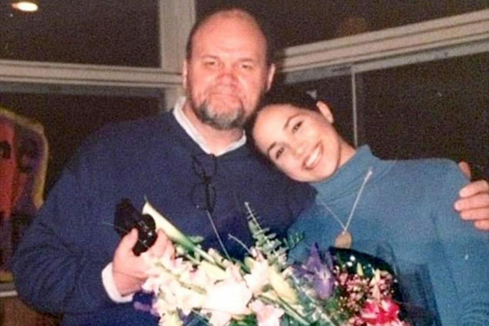 Meghan pictured with father Thomas Markle Sr in her younger days