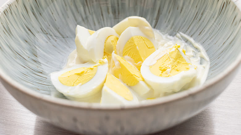Hrd-boiled eggs and mayonnaise