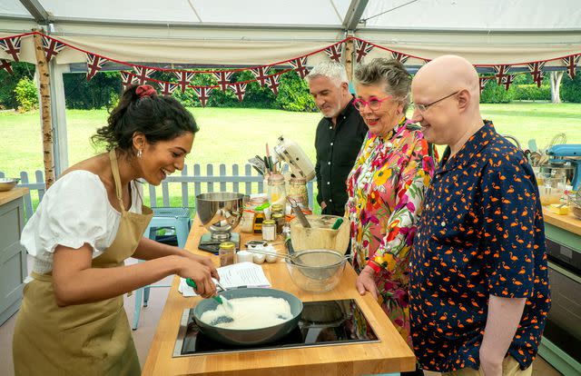 Netflix From left: Crystelle, Paul Hollywood, Prue Leith and Matt Lucas on 'The Great British Baking Show'