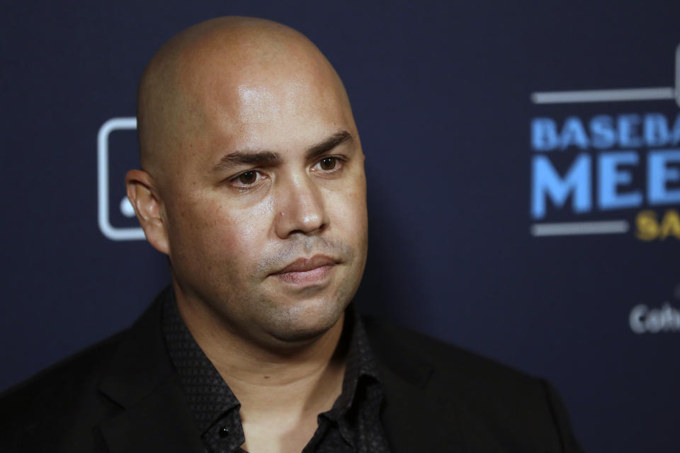 New York Mets manager Carlos Beltran listens to a question during the Major League Baseball winter meetings, Tuesday, Dec. 10, 2019, in San Diego. (AP Photo/Gregory Bull)