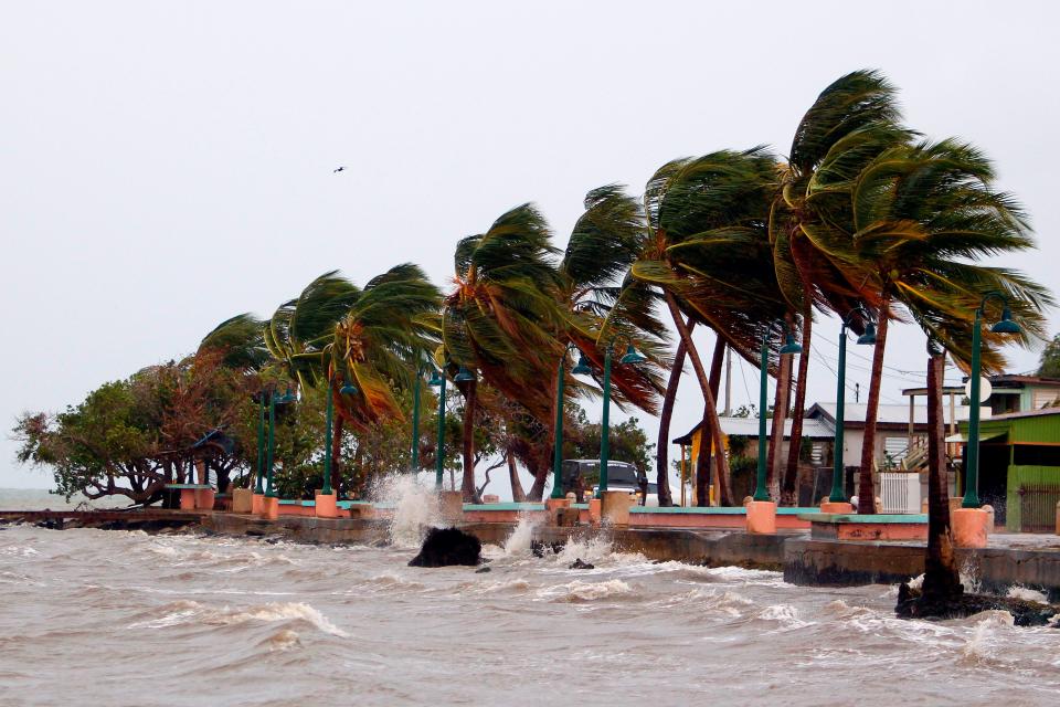 Winds lash the coastal city of Fajardo as Hurricane Maria approaches Puerto Rico, on September 19, 2017.