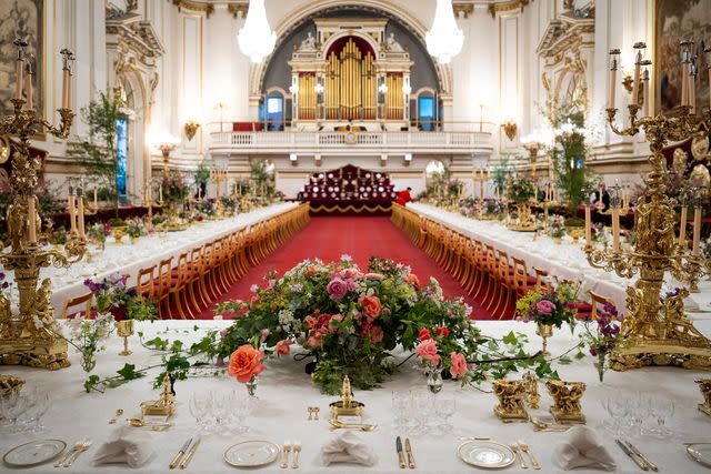 <p>AARON CHOWN/POOL/AFP via Getty</p> The Japanese state banquet at Buckingham Palace on June 25, 2024