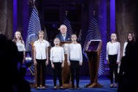 Asgardia's Head of Nation Igor Ashurbeyli listens to a children's choir during the inauguration ceremony of Asgardia's first Head of Nation in Vienna, Austria June 25, 2018. REUTERS/Lisi Niesner