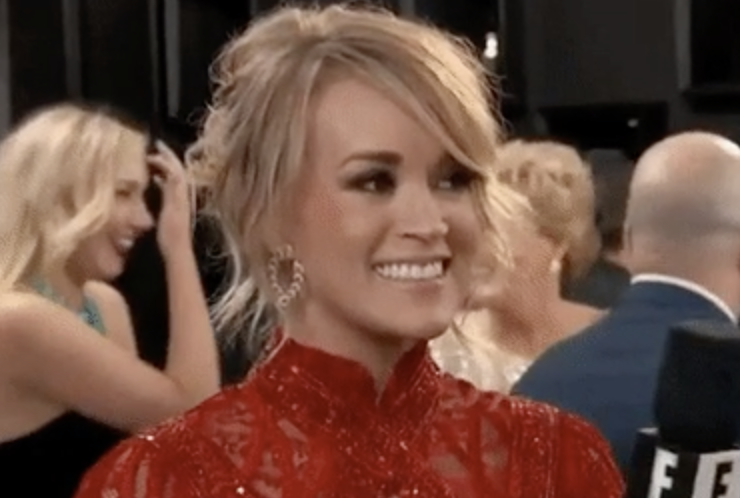 Carrie Underwood being interviewed by "E!" on the red carpet