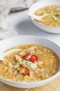 <p>This Chinese-inspired chicken and sweetcorn soup can be on the table in less than 20 minutes.</p><p>Get the <a href="https://www.delish.com/uk/cooking/recipes/a33364085/chicken-sweetcorn-soup/" rel="nofollow noopener" target="_blank" data-ylk="slk:Chicken and Sweetcorn Soup" class="link rapid-noclick-resp">Chicken and Sweetcorn Soup</a> recipe.</p>