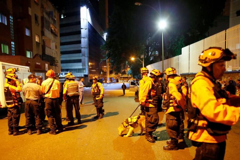 Civil Protection workers after the earthquake