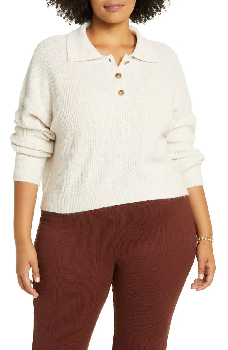 BP. Rib Long Sleeve Polo Sweater. Image via Amazon.