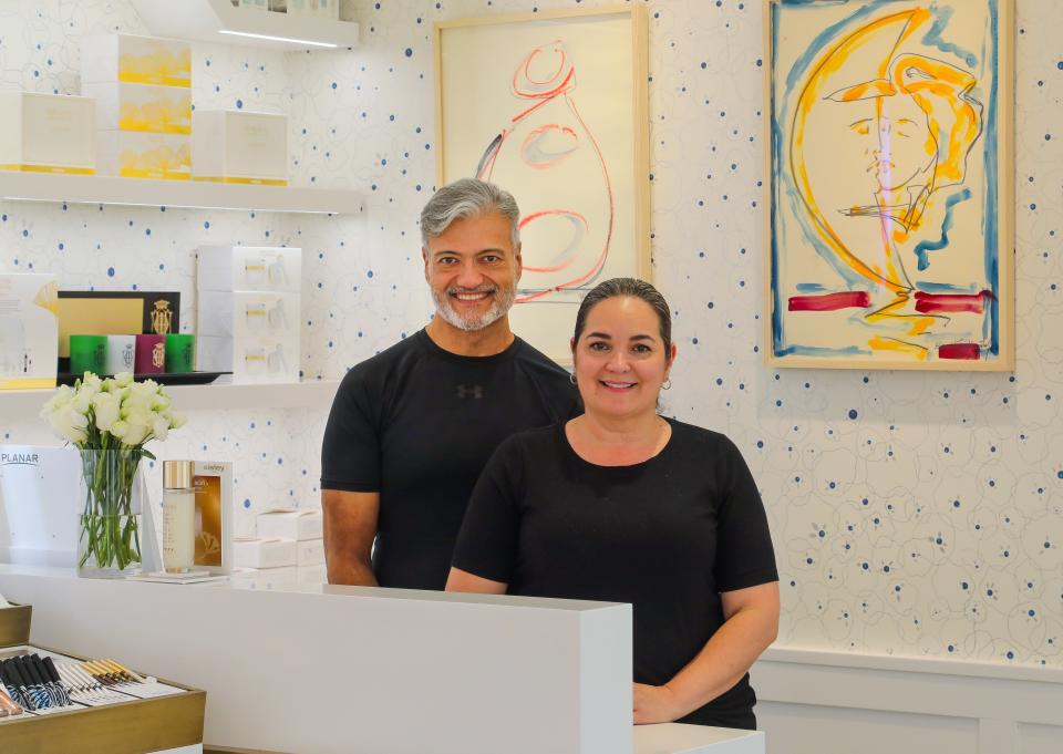 Make-up artist Burton Gazzara and boutique manager Jeannette Palacio inside Sisley-Paris, a new beauty and cosmetics store that recently opened at Via Flagler by the Breakers.