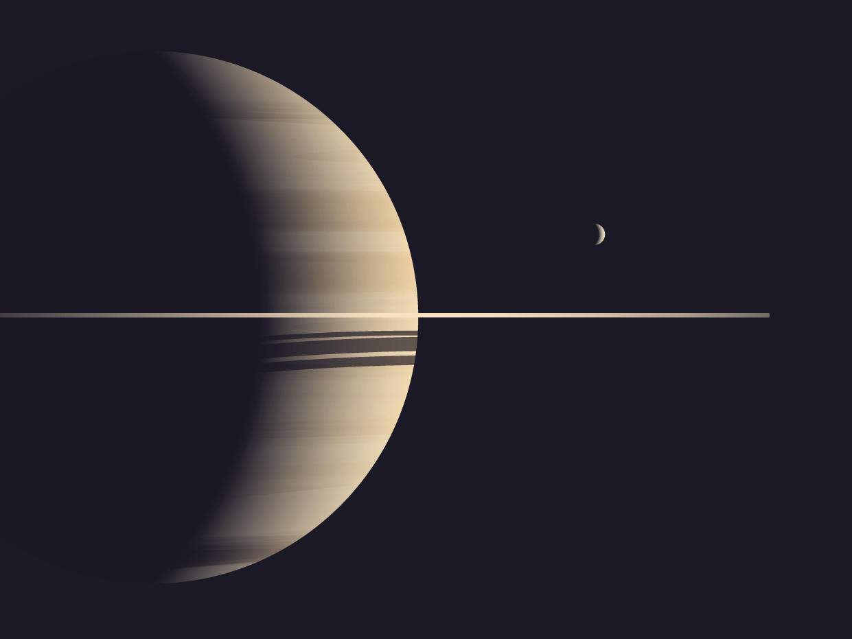 Vector illustration. Planet Saturn with Moon