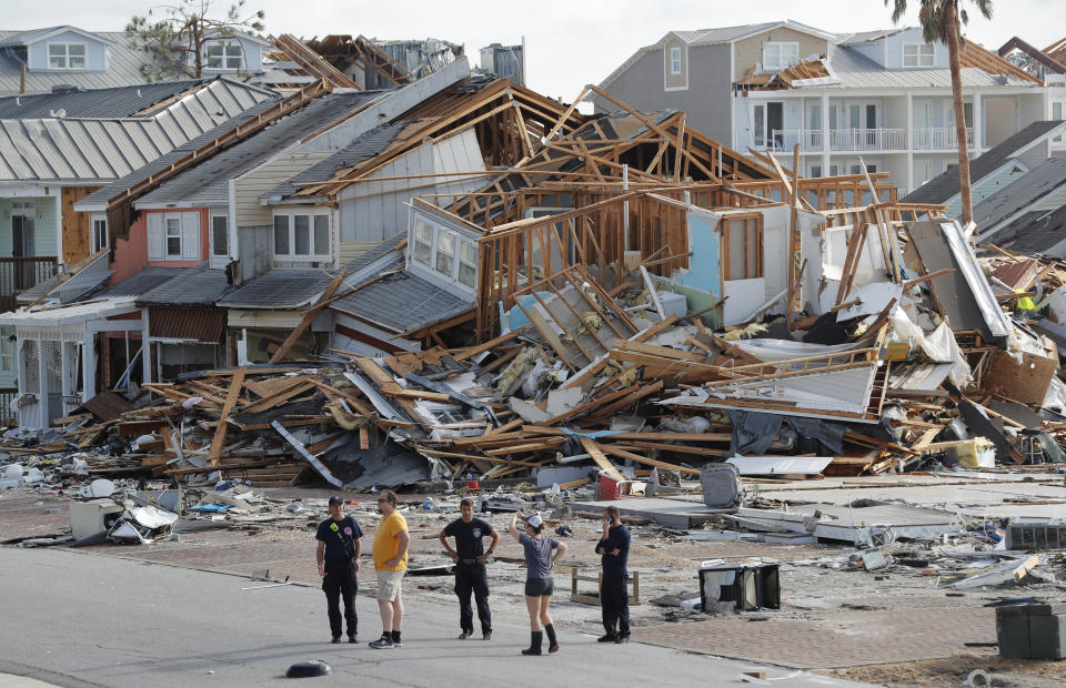 Rescue personnel perform a search in the aftermath of Hurricane Michael in Mexico Beach.