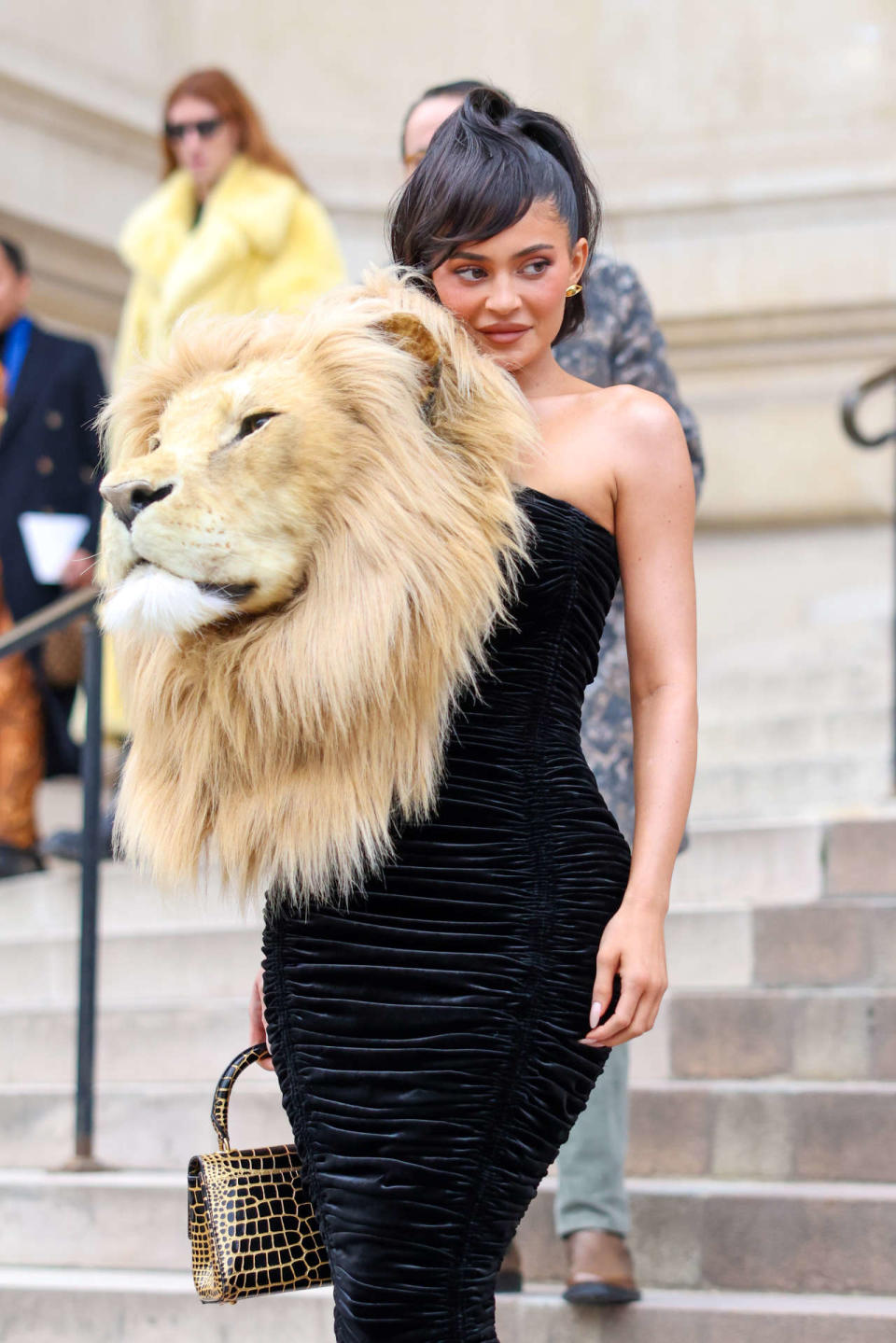 PARIS, FRANCE - JANUARY 23: Kylie Jenner is seen during the Paris Fashion Week - Haute Couture Sring Summer 2023 on January 23, 2023 in Paris, France. (Photo by Arnold Jerocki/Getty Images)