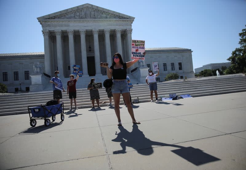 Anti abortion activists gather outside U.S. Supreme Court in Washington