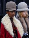 <p>Focusing on headwear rather than hair, the Fall 2017 collection featured oversized beanies and newsboy caps. (Photo: AP Images) </p>