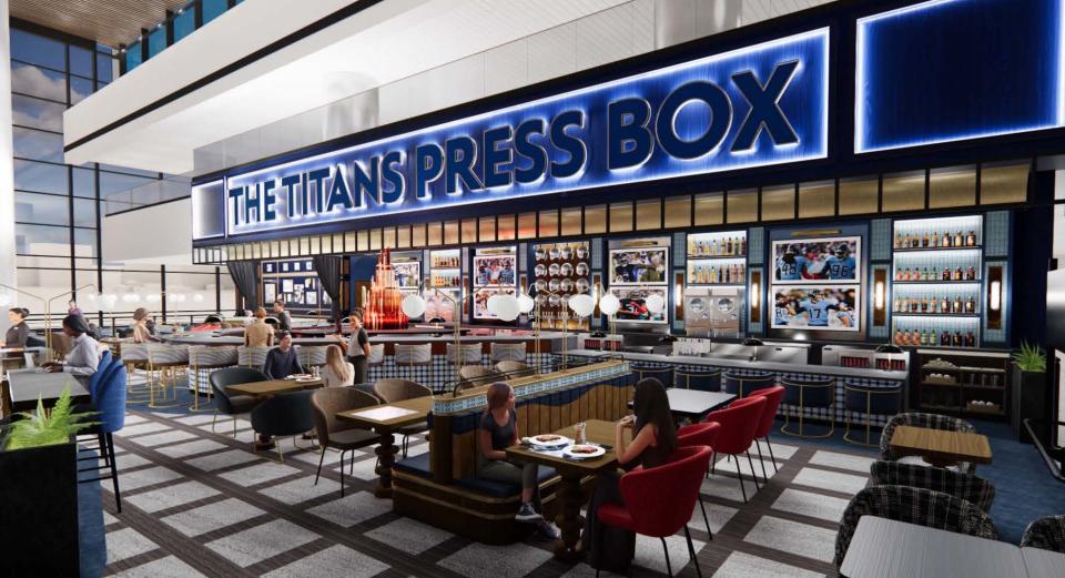 A rendering of The Press Box, coming to BNA in late September.