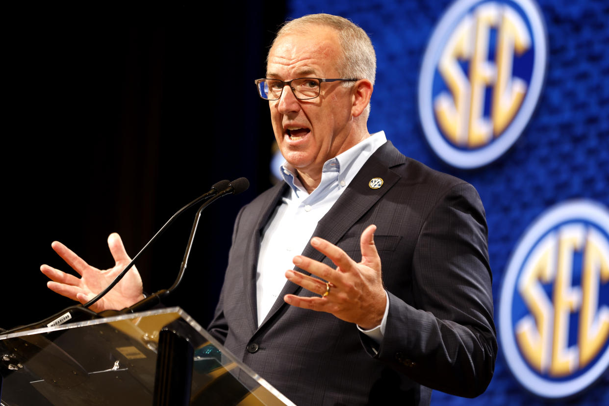 SEC commissioner Greg Sankey wields plenty of power as college football plunges into an uncertain future. (Johnnie Izquierdo/Getty Images)