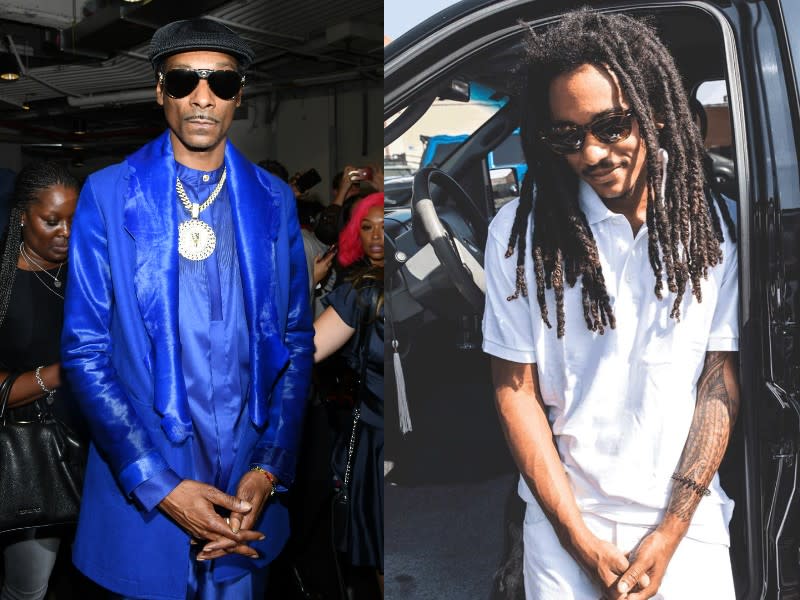 Snoop Dogg, left, and son Corde Broadus, right. (Photos: Getty Images/Instagram)