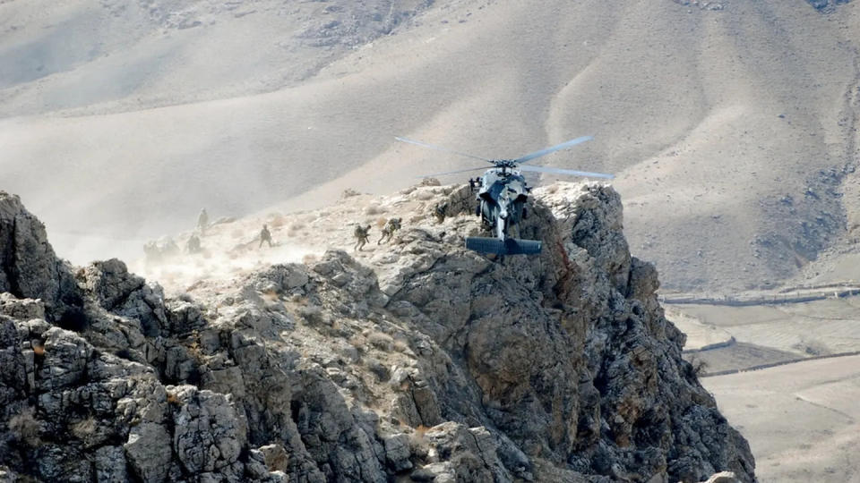 U.S. special forces are extracted from a mountain in Zabul province, Afghanistan, in 2010. No indication of whether they were fleeing a giant or not. (Army)