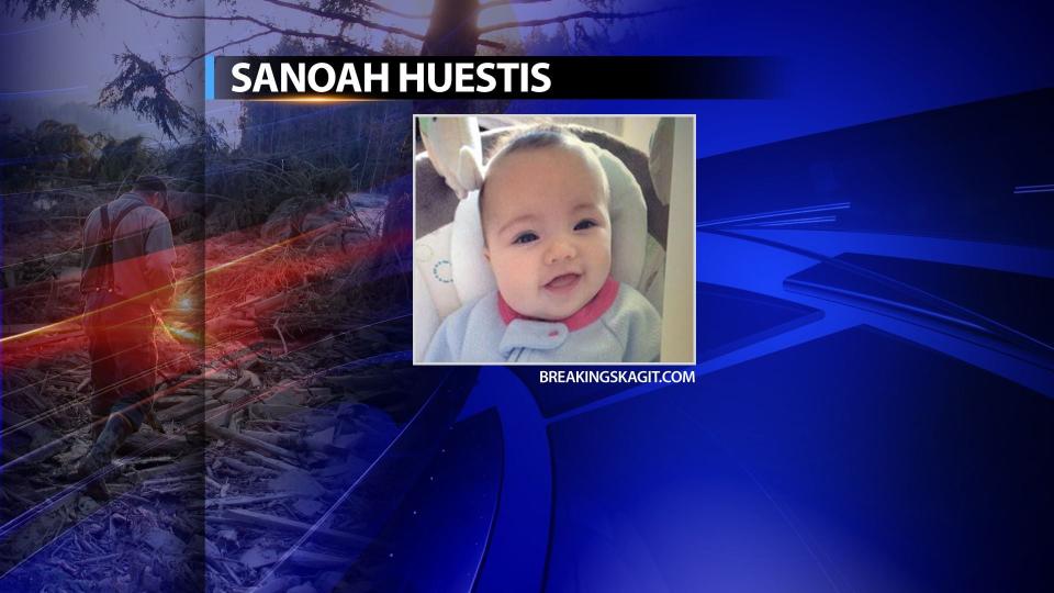 Family members were told 4-month-old Sanoah Huestis was found dead in the landslide.