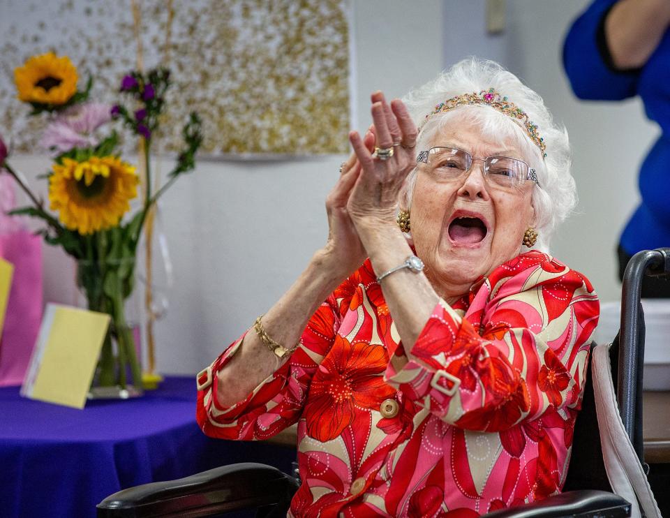 Velma Thompson's 105th birthday party at Lake Morton Senior Living drew several family members, dozens of residents and an appearance by Lakeland Mayor Bill Mutz.