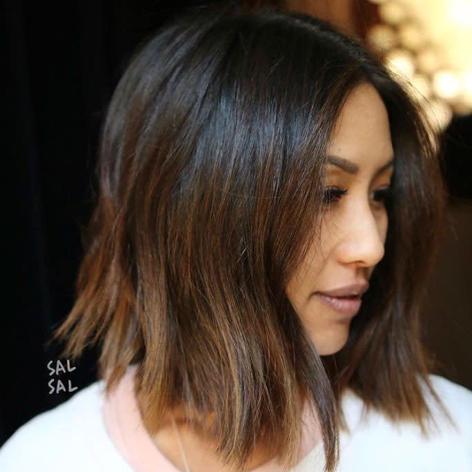 Blunt Lob-Length Hairstyle