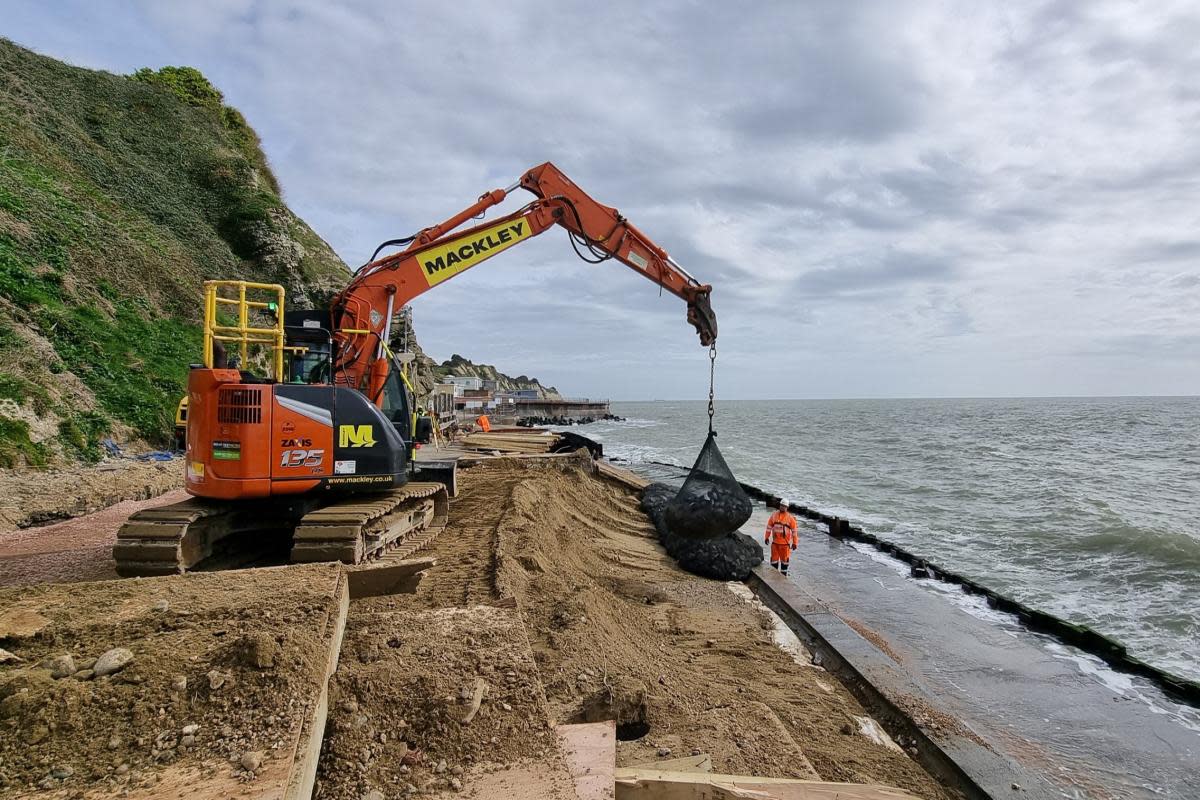 Sea defence work on Ventnor's Eastern Esplanade <i>(Image: IW Council)</i>