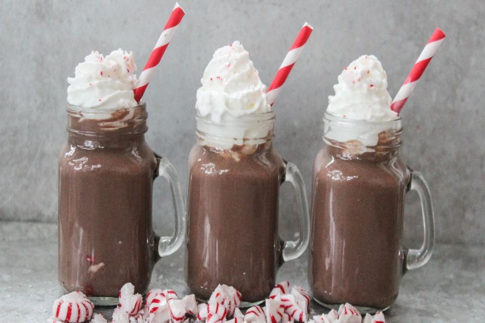 peppermint hot chocolate with whipped cream