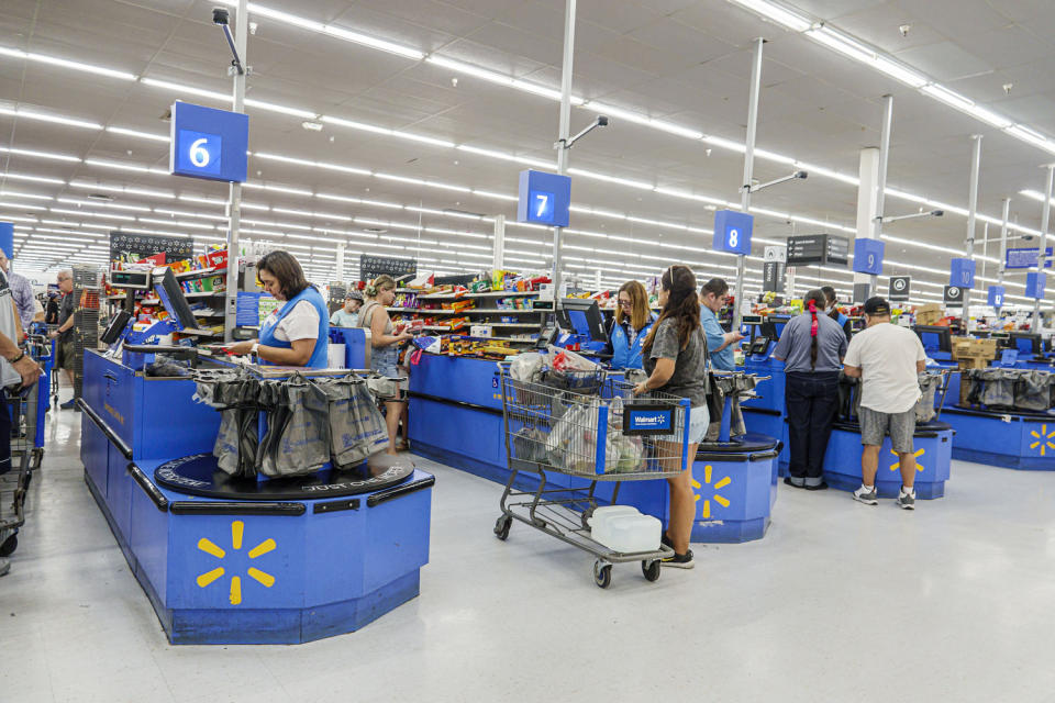 Miami, Florida, Hallandale Beach, Walmart store, cashier and check out counter (Jeff Greenberg / Universal Images Group via Getty Images file )