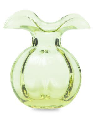 14) Hibiscus Glass Green Bud Vase