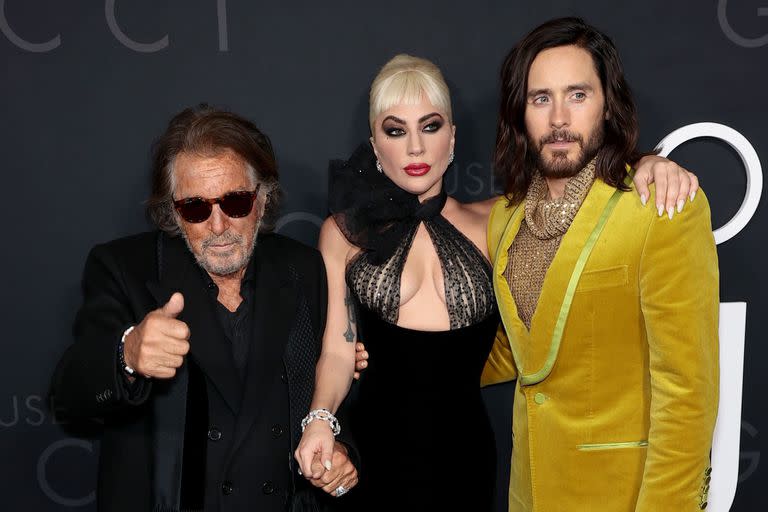 Al Pacino, Lady Gaga and Jared Leto attend the "House Of Gucci" New York Premiere at Jazz at Lincoln Center on November 16, 2021 in New York City.   Dimitrios Kambouris/Getty Images/AFP