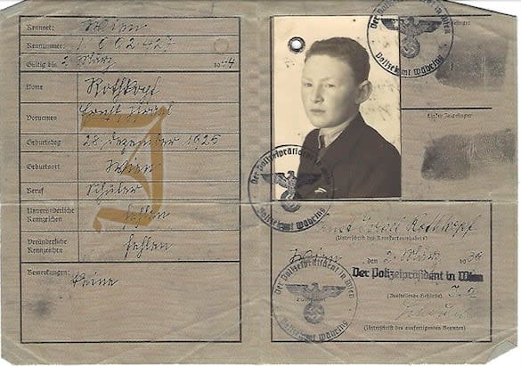 <div class="inline-image__caption"><p>A Nazi-issued ID card for my father, marked with a "J" for "Jude"</p></div> <div class="inline-image__credit">Courtesy David Rothkopf</div>
