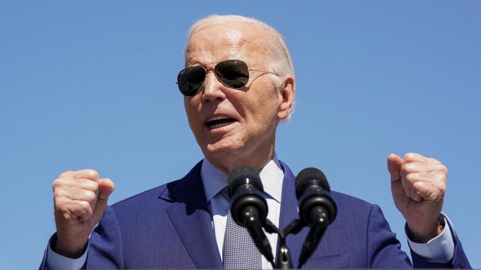 PHOTO: President Joe Biden speaks, as he announces a preliminary agreement with Intel for a major CHIPS and Science Act award, during a visit to the Intel Ocotillo Campus, in Chandler, Arizona, U.S., March 20, 2024. (Kevin Lamarque/Reuters)