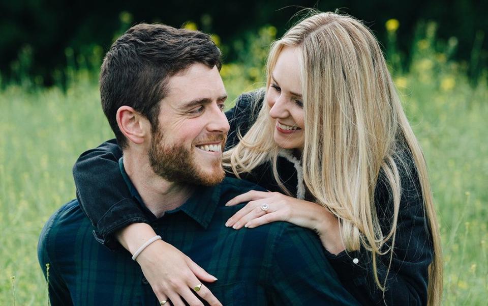 PC Andrew Harper and his widow Lissie, who is launching a campaign for 'Andrew's Law', which would see criminals convicted of killing emergency services workers spend the rest of their lives in prison - Mark Lord Photography