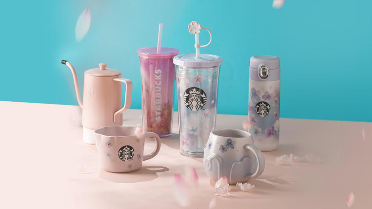 Pink Cherry Blossom sakura Starbucks Cold Hot Tumbler Cup 12 Oz