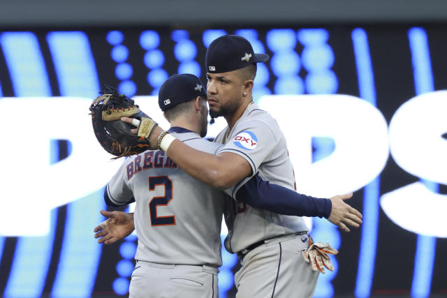 Astros pound 4 homers, with a pair by Abreu, to rout Twins 9-1 and take 2-1  ALDS lead –