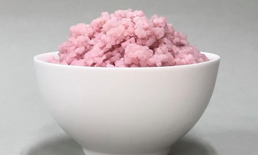 <span>The stem cell production process results in rice with a pale pink hue.</span><span>Photograph: Yonsei University/PA</span>