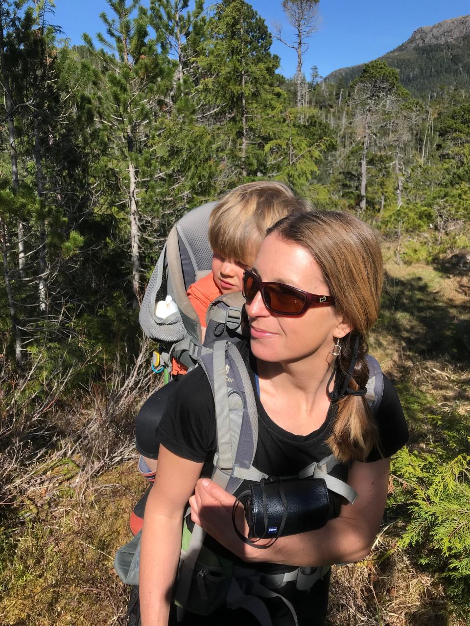 Caroline Van Hemert and Dawson Farrell on a Mother’s Day hike. Yakobi Island, Alaska.