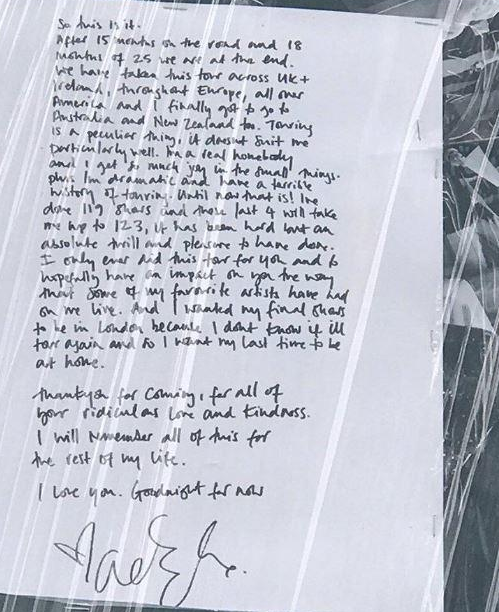 Adele shared the news in a handwritten note.