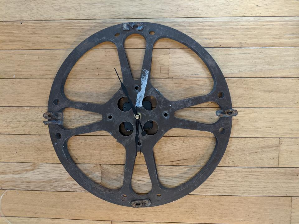 This old wagon wheel was given new life as a wall clock by Berkley residents Kim and Dan Arena, owners of Bostonian Repurposed.