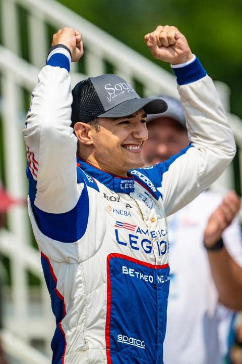 Chip Ganassi Racing's Alex Palou celebrates his third win in four races at Road America.