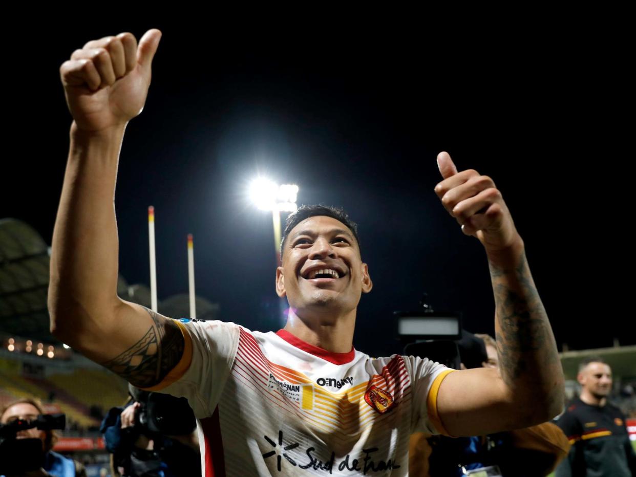 Folau celebrates with his new fans after Dragons ease to victory: AP