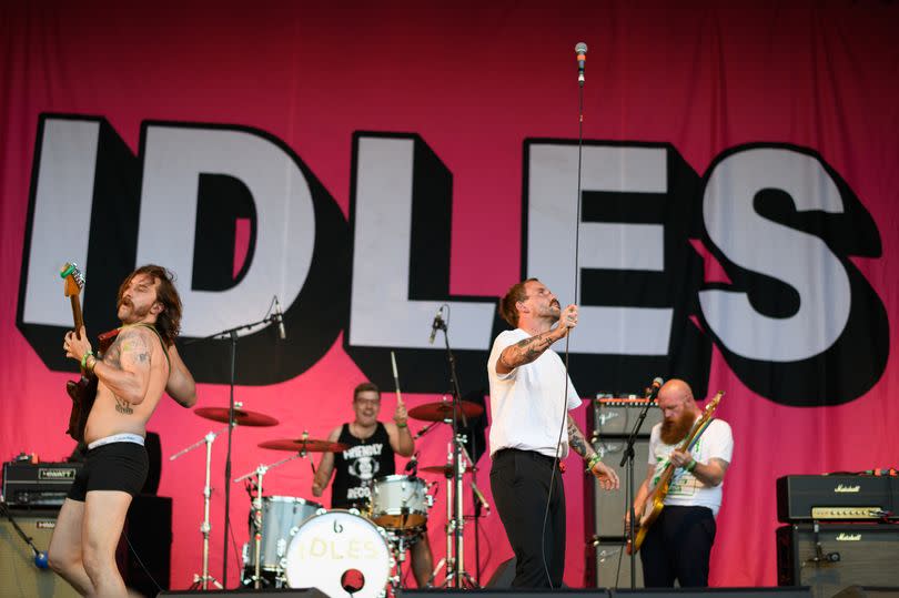 Bristol punk band IDLES on the Park Stage at Glastonbury in 2019