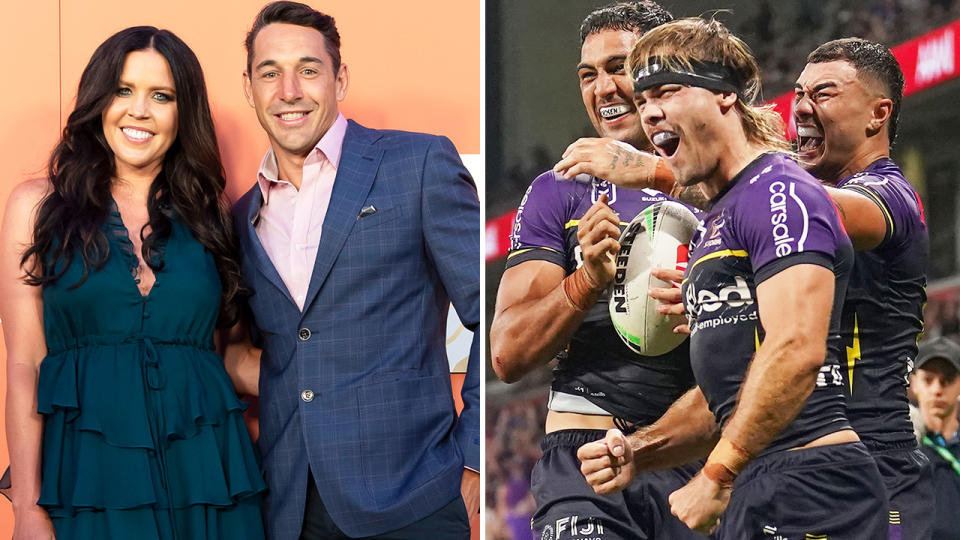Ryan Papenhuyzen, pictured here alongside Billy Slater and wife Nicole.