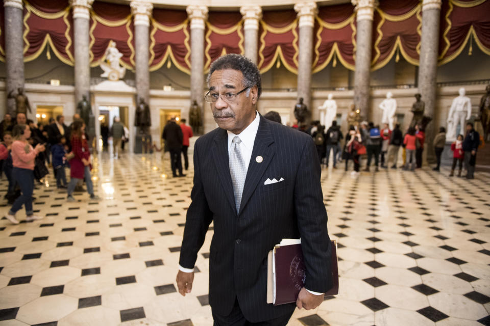 Rep. Emanuel Cleaver, D-Mo., walks through Statuary Hall in the Capitol in 2019. ( Bill Clark/CQ Roll Call via Getty Images)