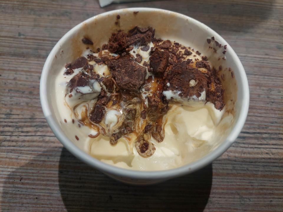 A sticky toffee pudding flavored frozen custard dessert from Shake Shack