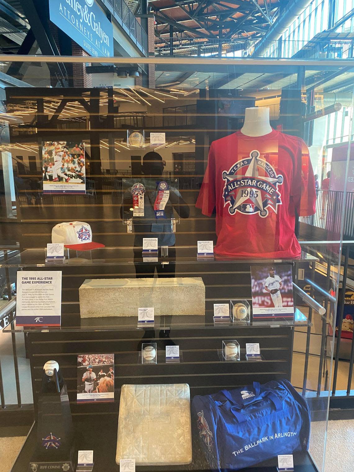 A display case commemorating the 1995 All-Star game with mementos. Lawrence Dow