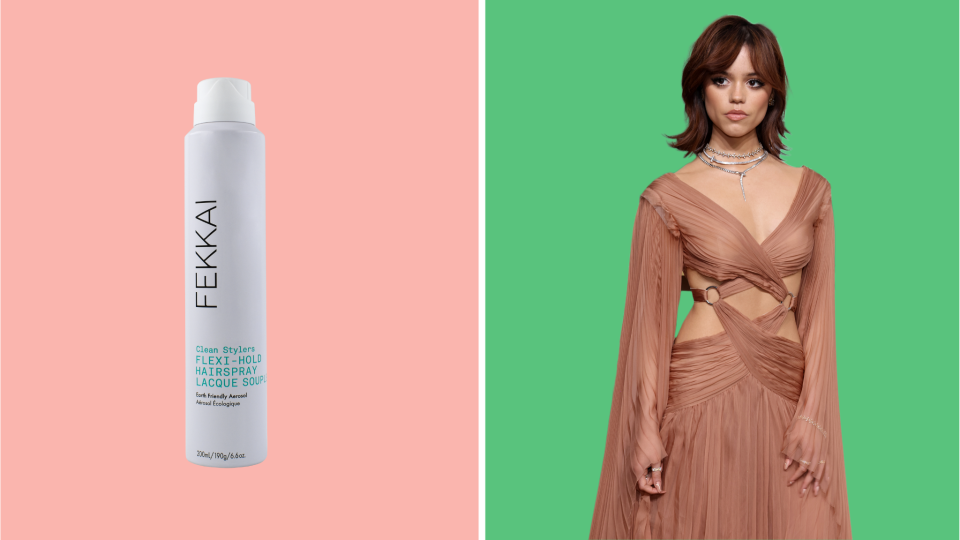 Jenna Ortega's '90s-inspired hairstyle at the 2023 Golden Globes was perfected with the Fekkai Clean Stylers Flexi-Hold Hairspray.