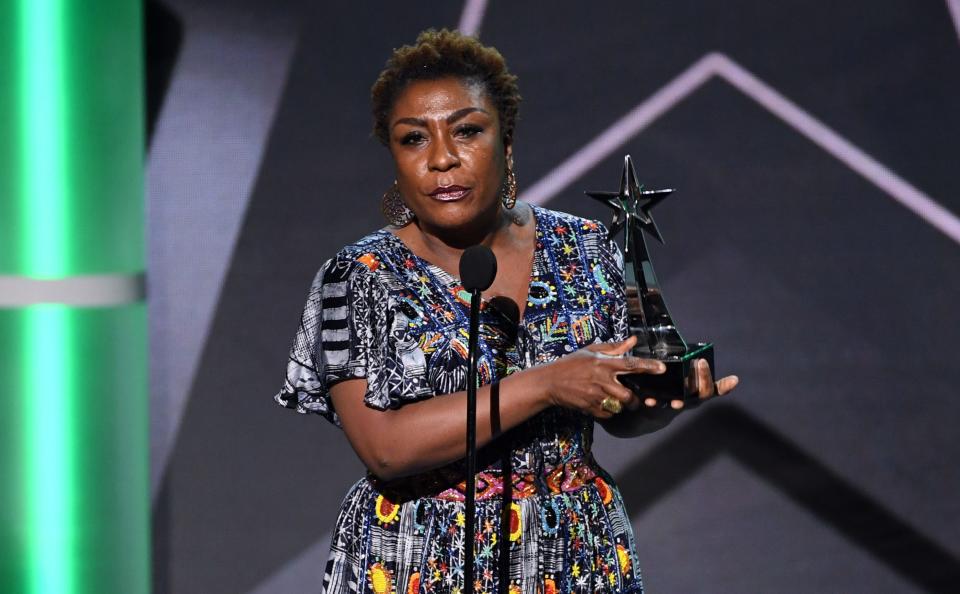 LOS ANGELES, CALIFORNIA - JUNE 23: Bose Ogulu accepts the Best International Act on behalf of her son Burna Boy onstage at the 2019 BET Awards on June 23, 2019 in Los Angeles, California. (Photo by Kevin Winter/Getty Images) ORG XMIT: 775352826 ORIG FILE ID: 1157887740