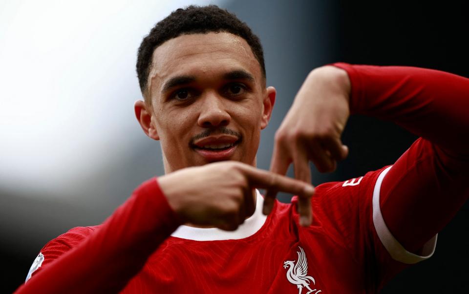 Trent Alexander-Arnold celebrates his goal